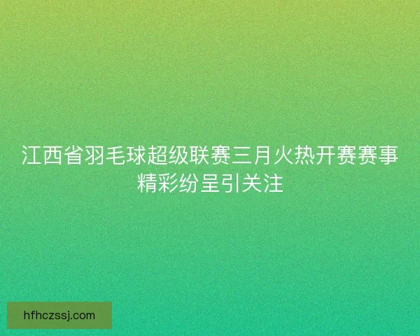 江西省羽毛球超级联赛三月火热开赛赛事精彩纷呈引关注
