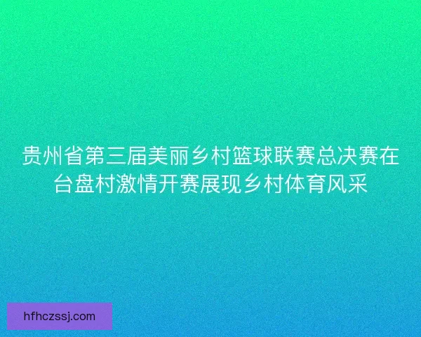贵州省第三届美丽乡村篮球联赛总决赛在台盘村激情开赛展现乡村体育风采